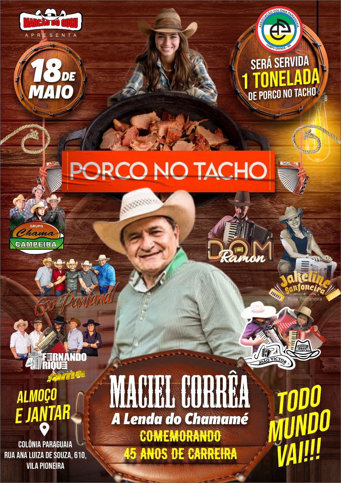 Porco no Tacho e Música Boa: Festa Celebra os 45 Anos de Carreira de Maciel Corrêa